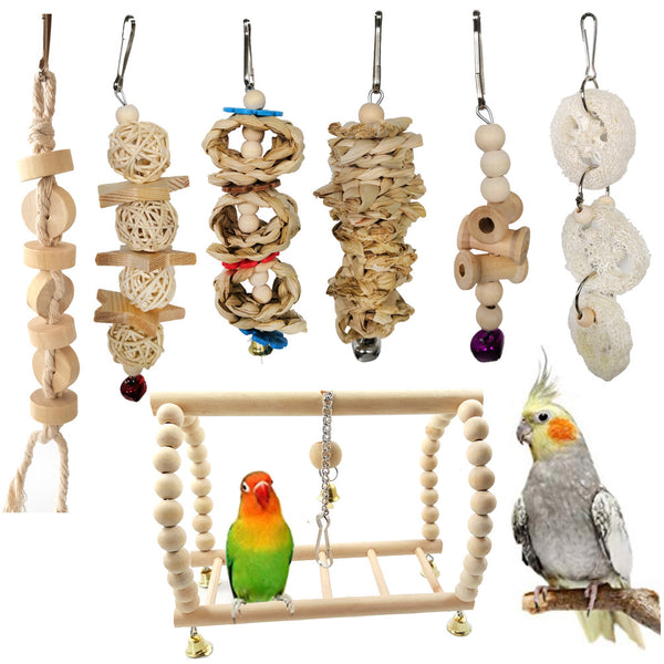 7-Piece Parrot Toy Set for Small Pets