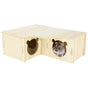 Jevnd Multi-Chamber Hamster House Maze 3-Room Hideouts Wooden Hamster Maze & Tunnel Exploring Toys Dwarf Hamster House Habitats Decor for Hamster Mice Gerbils Lemmings